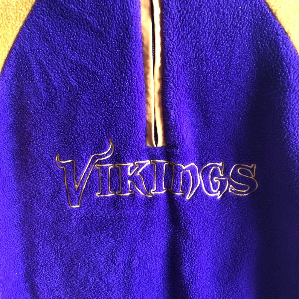 Reebok Fleece Minnesota Vikings Quarter Zip NFL Football Purple Gold Sz L GUC - Image 4