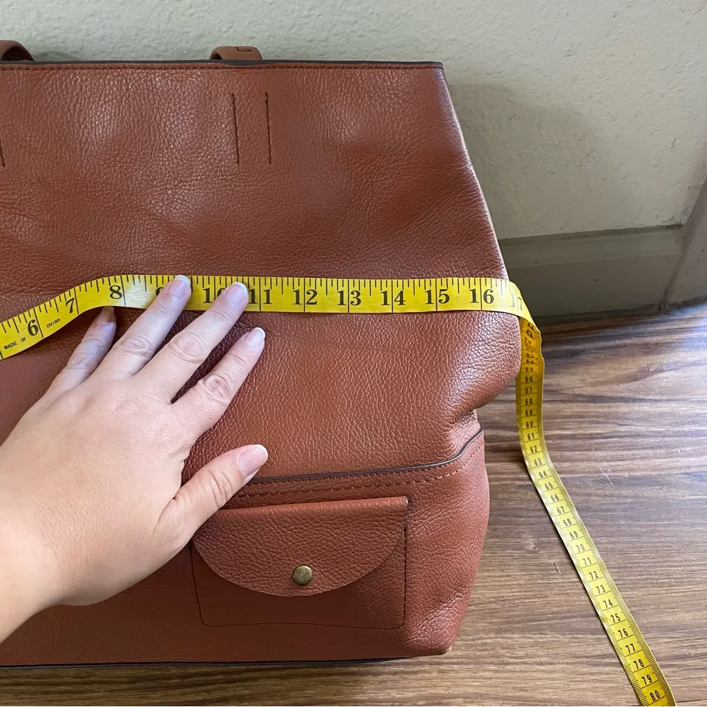 J. CREW‎ ALL DAY LEATHER TOTE BAG PURSE ROASTED CHESTNUT VTG - Image 8