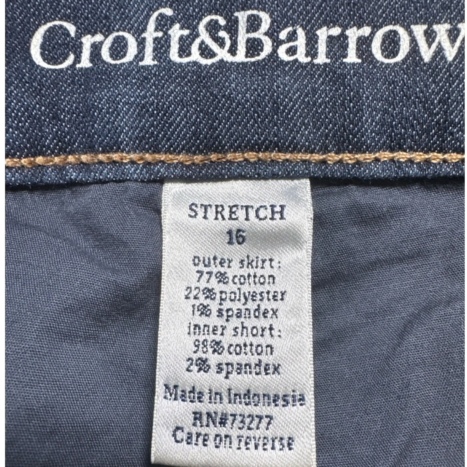 Croft & Barrow Denim Skirt Classic Fit Stretch Blue Jean‎ Skirt Size 16 - Image 4