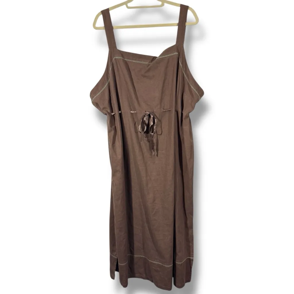 Vintage D.P.S. Woman Light Brown Taupe Linen Blend Dress Size 2X - Image 2