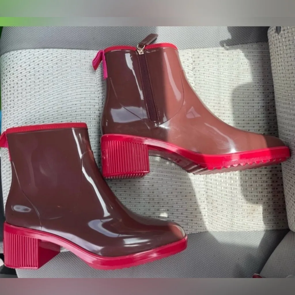 NIB Kate spade puddle jumpers Stylish Brown and Red Ankle Boots women 11 - Image 5