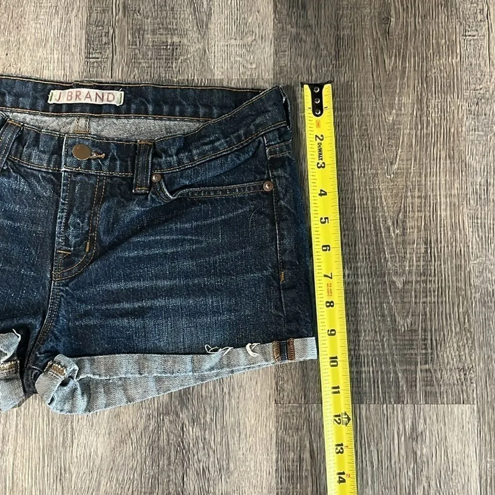 J Brand dark denim Santiago Jean denim shorts w/ bottom cuff and fray 26 - Image 5
