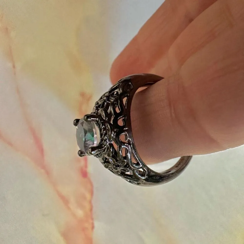 Grey silver rhinestone ring - Image 5