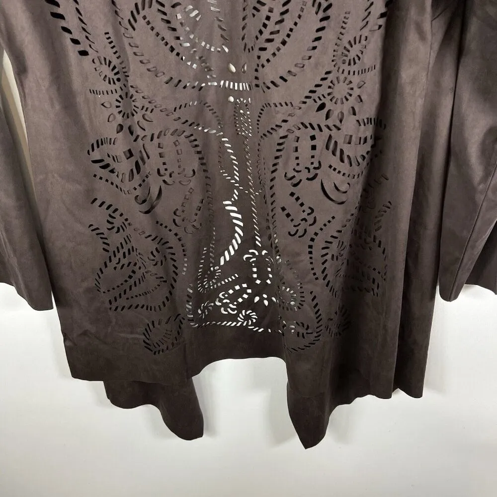 Soft Surroundings Faux Laser-cut Robin Suede Jacket Burnt Hickory Large NWT - Image 10