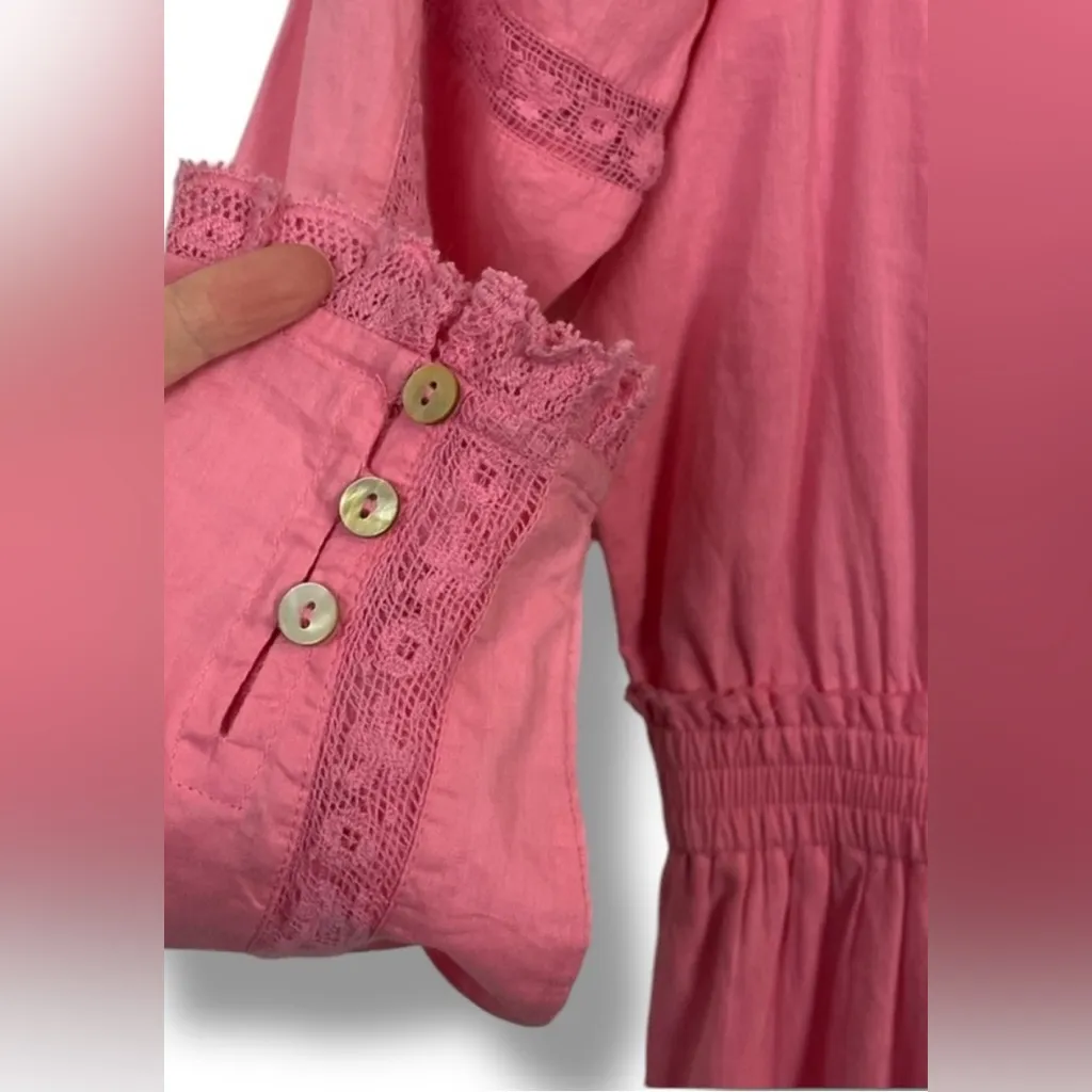 Loveshackfancy Pink Sanaya Tiered Lace Long Sleeve‎ Mini Dress XS - Image 11