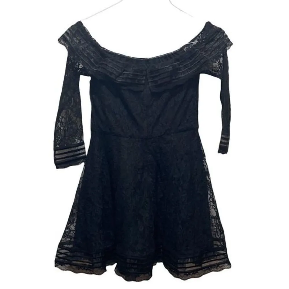 REVOLVE Lovers + Friends Night Black Cass Mini Dress Small Lace NWT - Image 4