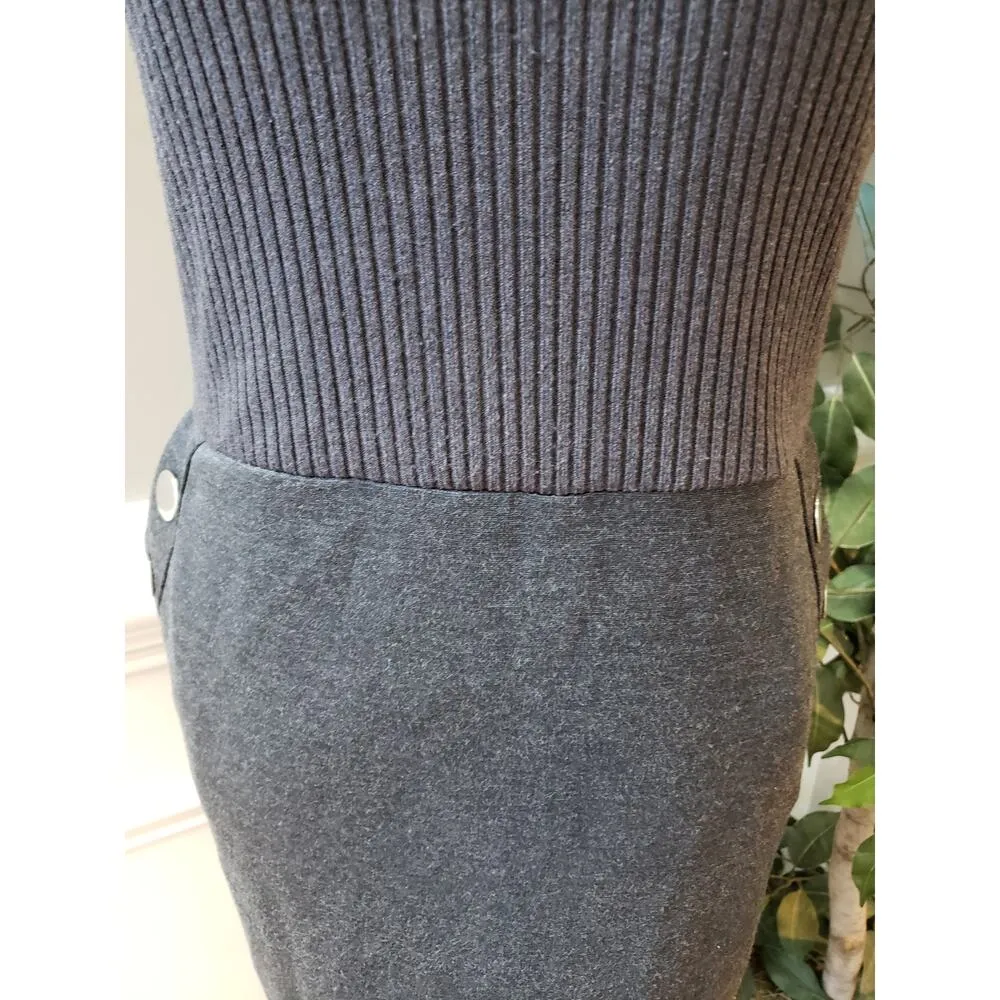 Spencer Knitwear Dress Womens Large Gray Pockets Mock Neck Ribbed Zip Up Back - Image 8