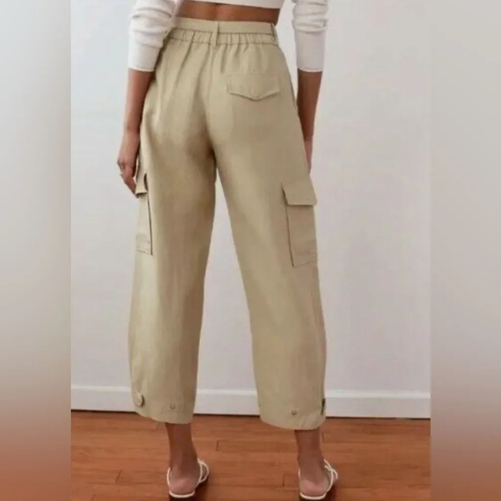 Wilfred Aritzia Kafka Belted Linen Blend Cargo Pants EUC Size 4‎ - Image 2