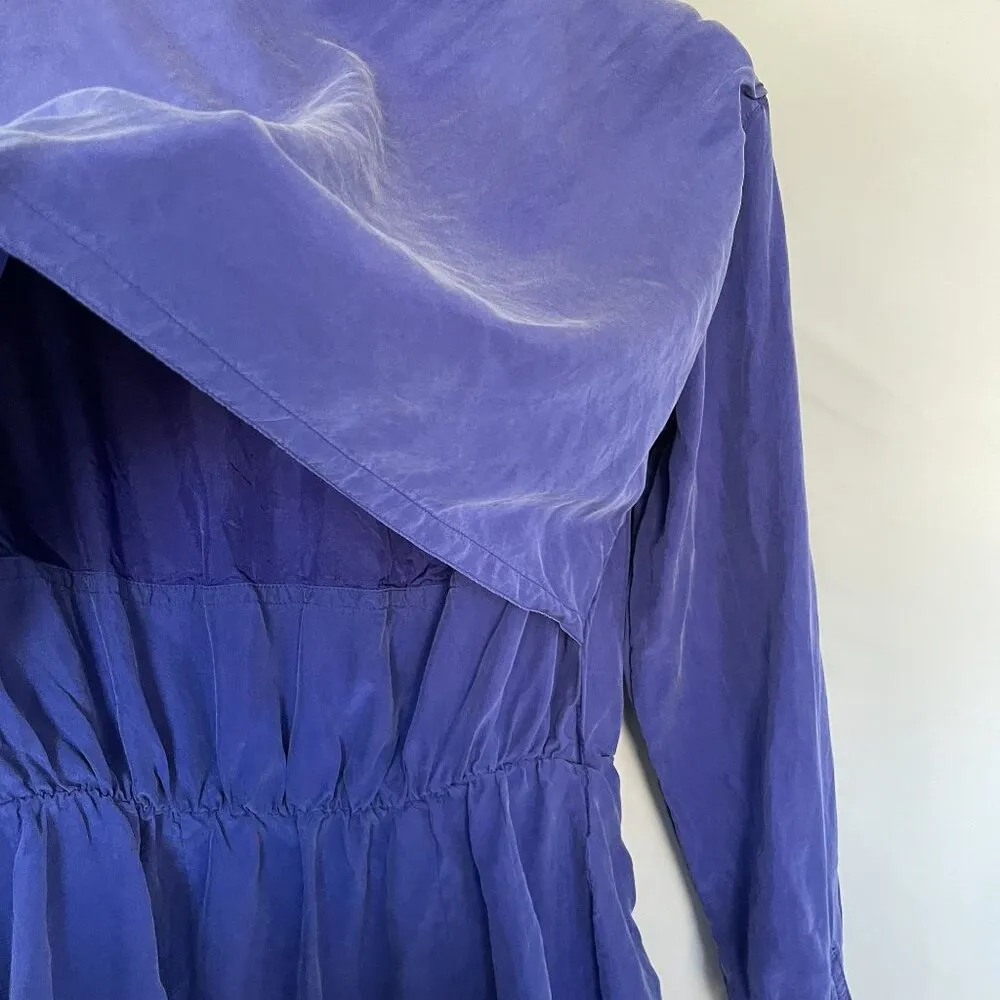 Casual Corner Womens Silk Wrap Dress With Long Sleeves Pockets Royal Blue Size 8 - Image 12