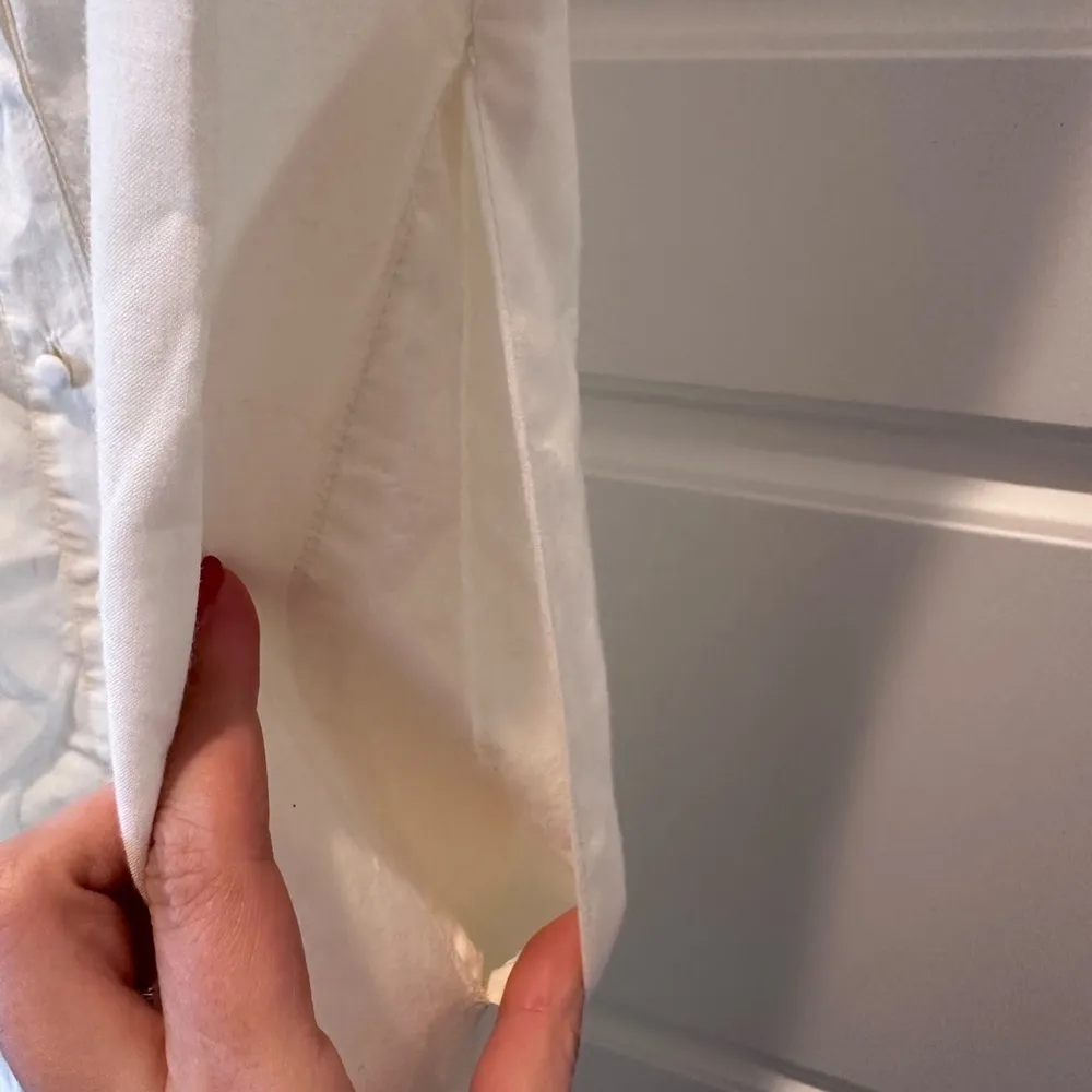 Andion Short Sleeve Button Down White Cotton Peasant Dress Small Victorian - Image 7