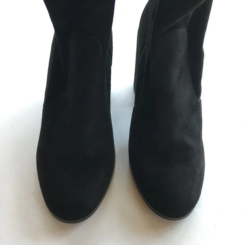 ASOS Chunky Heeled Ankle Boots Side Zipper Sock Size UK 6 US Size 7 Black Bootie - Image 3