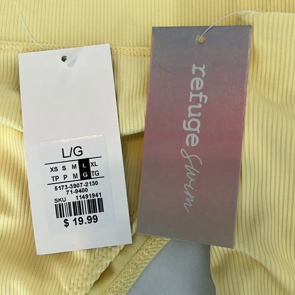 NWT Refuge swim szL yellow bandeau top high waisted bikini 1 tiny spot on top - Image 3
