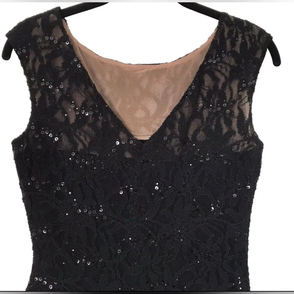 Elegant Black Lace Cocktail Dress Sequins – Sleeveless Party Evening Dress LRL Size 14P - Image 8
