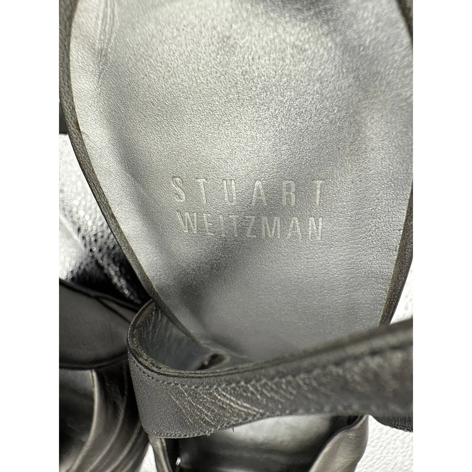 Stuart Weitzman Platform Slingback Peep-toe High Heels in Gunmetal Gray Size 8.5 - Image 6