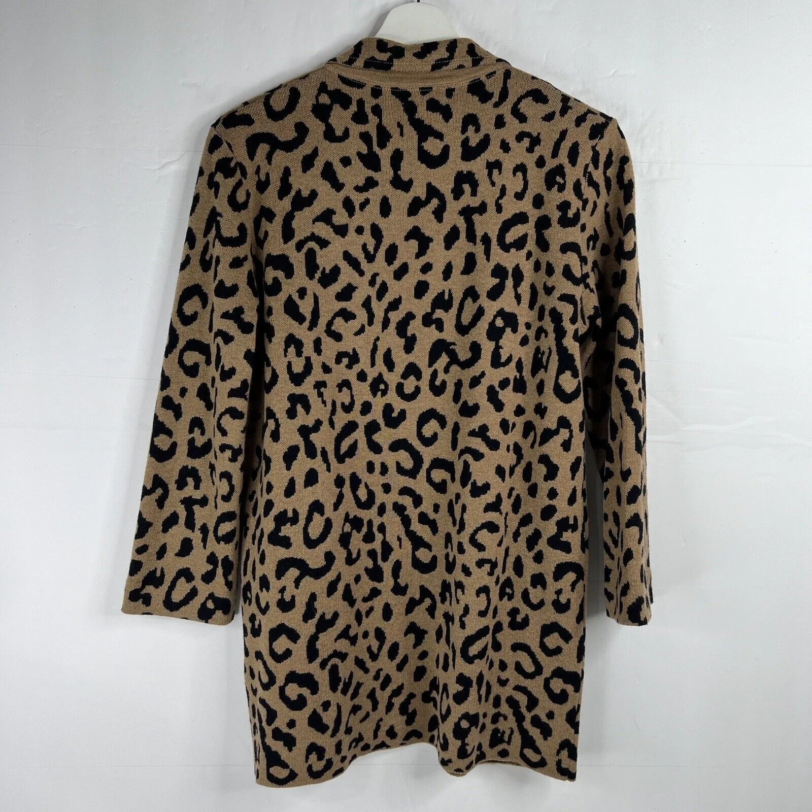 J.Crew Size XS Sophie Open Front Leopard Cardigan Sweater Blazer Relaxed Fit Black - Image 8