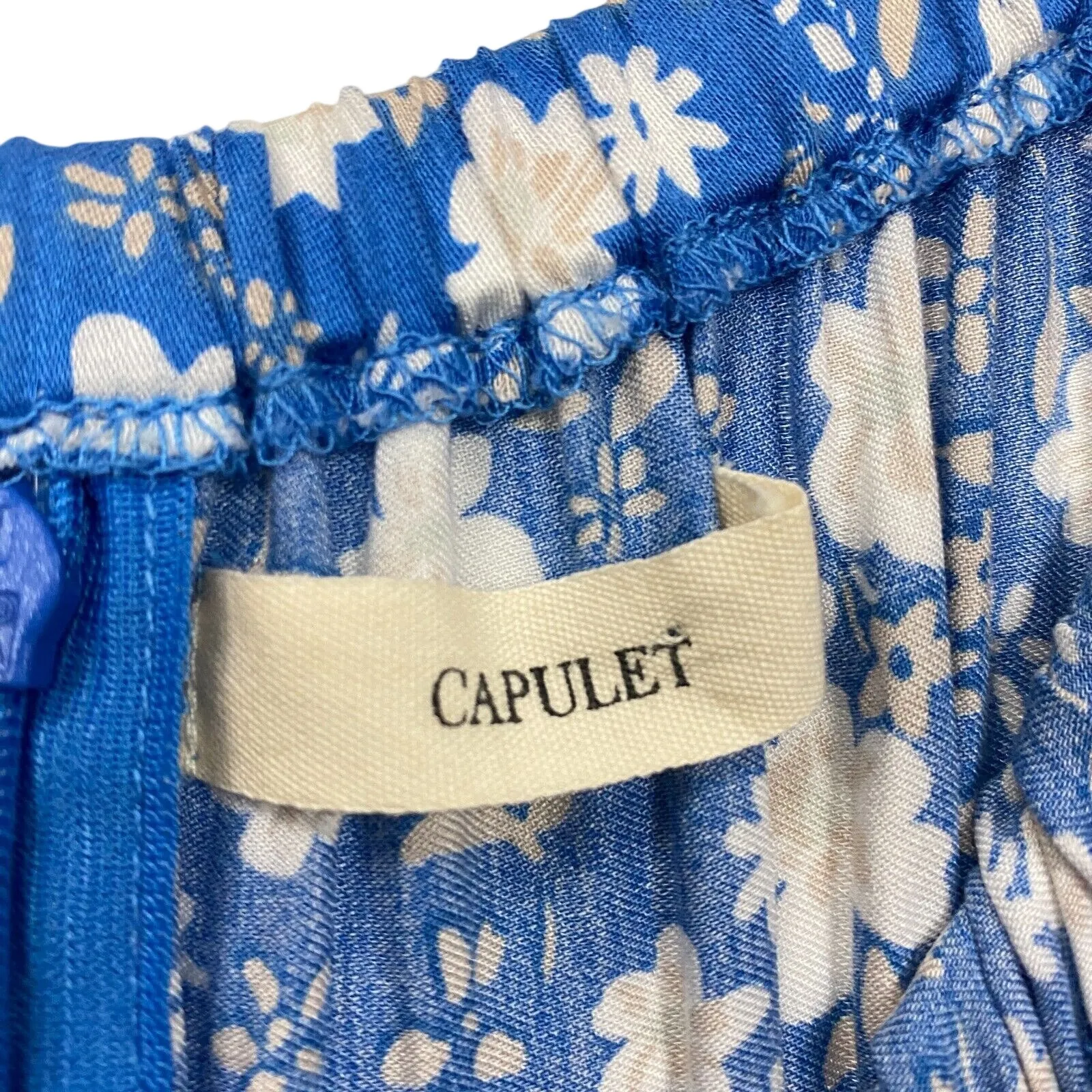 Capulet Women Milkmaid Off Shoulder Small Midi Tiered Blue Dress Floral Sundress - Image 4