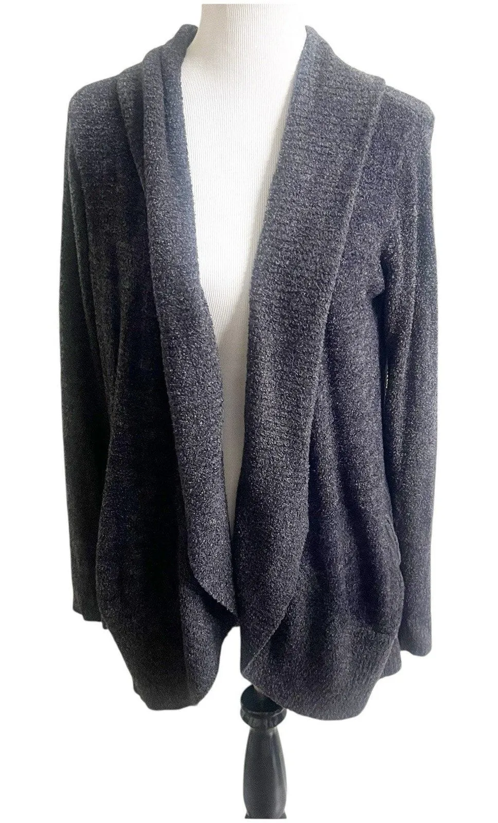 Barefoot Dreams Cozy Chic Lite Cardigan Sweater Gray Women’s Medium Pockets - Image 1