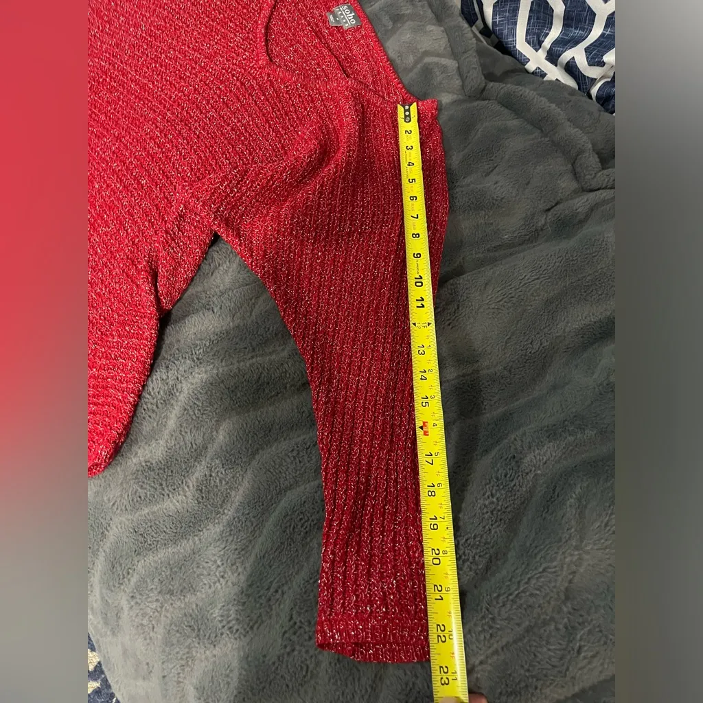 Soho JEANS NEW YORK & COMPANY Women Silver/RedPullover Sweater Size M - Image 6