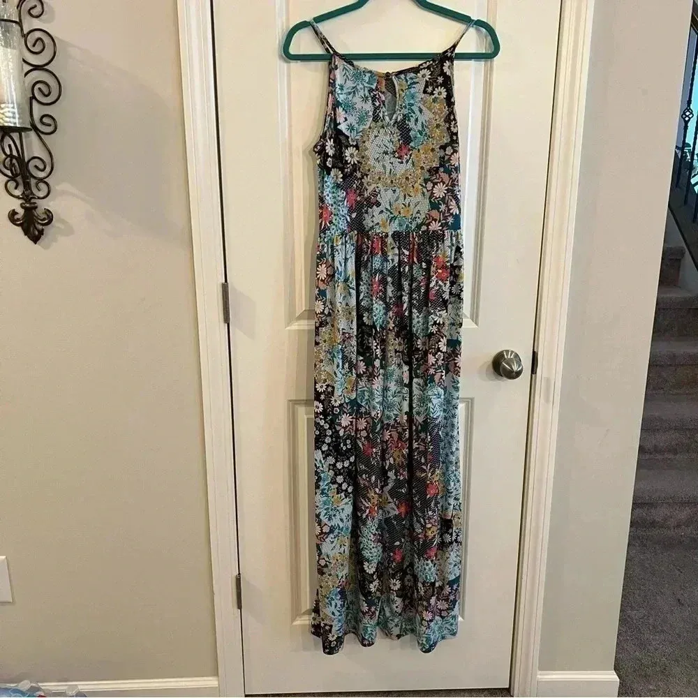 Annabelle Women’s Maxi Dress Sz Small Babydoll Floral Textured $5 Blue - Image 2