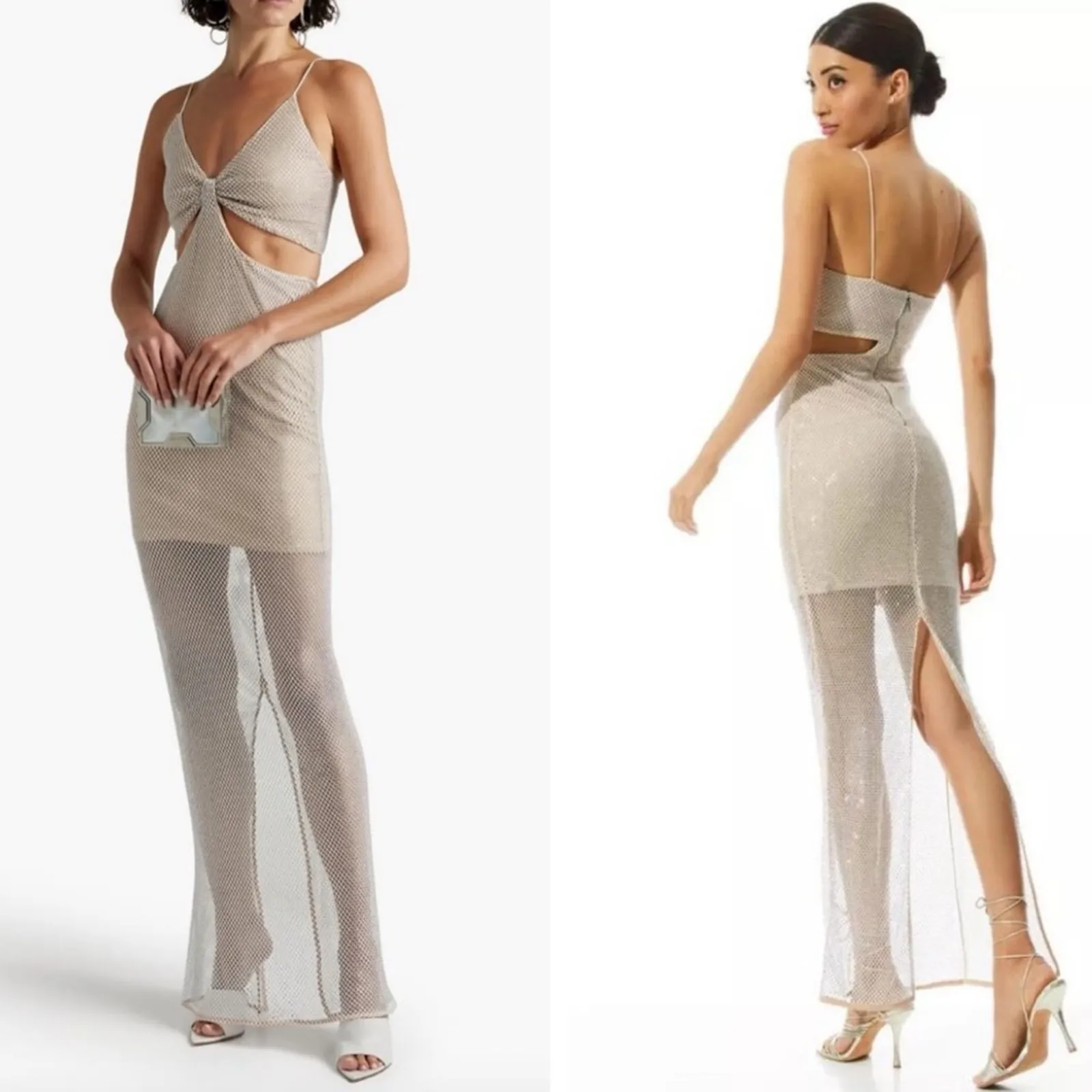 Alice and Olivia Havana Chain Embellished Cutout Long Dress Size 6 NWT - Image 2