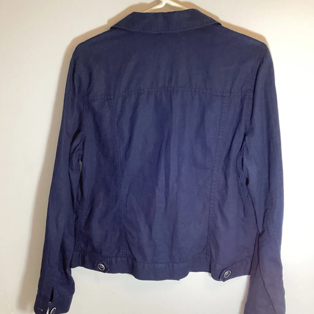 Relativity Women's Deep Blue Jean Jacket Linen Blend - Image 4