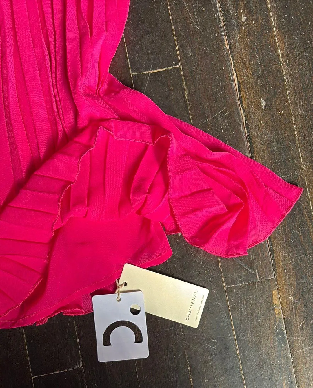 Commense Mesh Rosette Tube Pleat Short Dress - Image 3