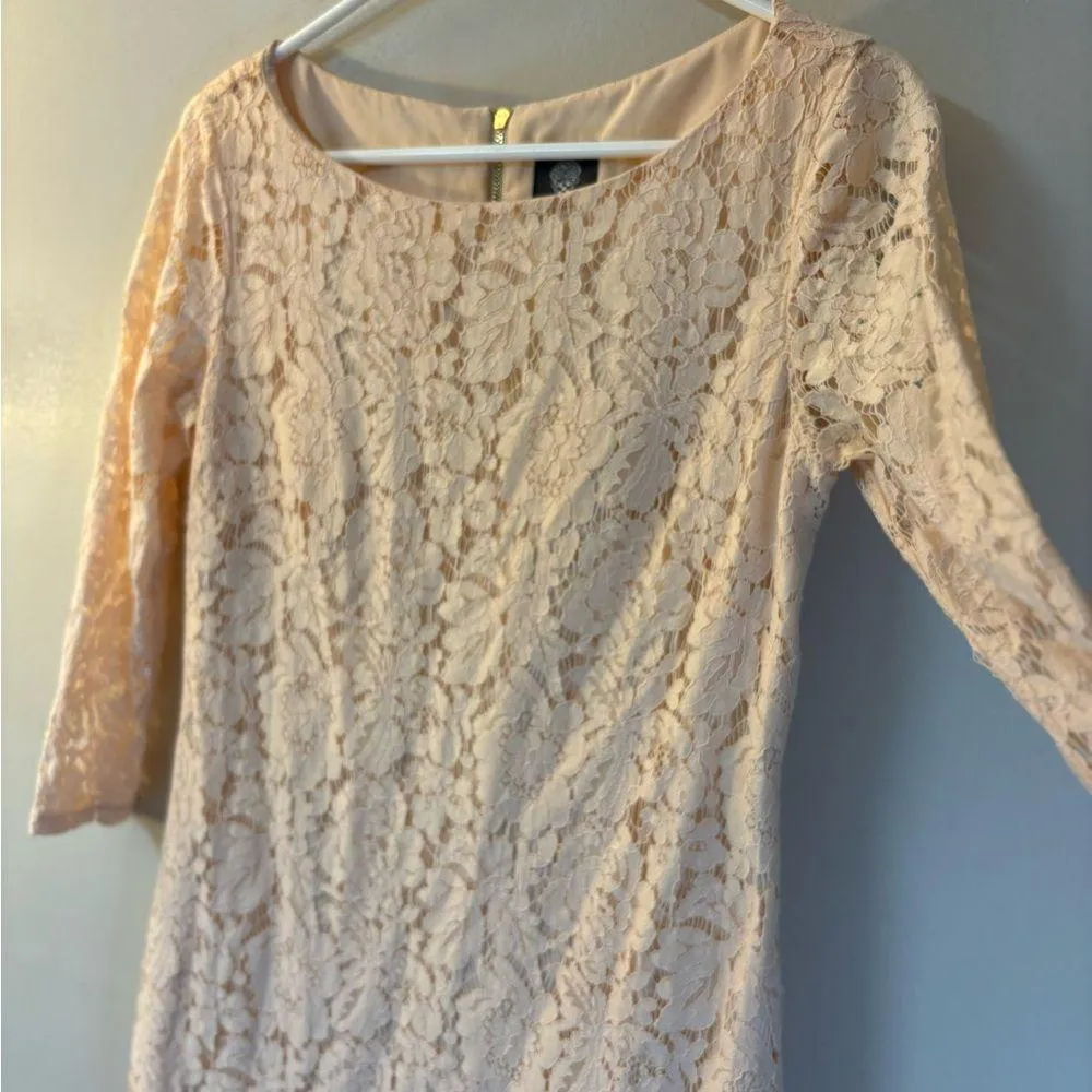 Vince Camuto 3/4 Length Sleeve Lace Dress Sz 6 Shirttail Hem Shift Dress… - Image 7