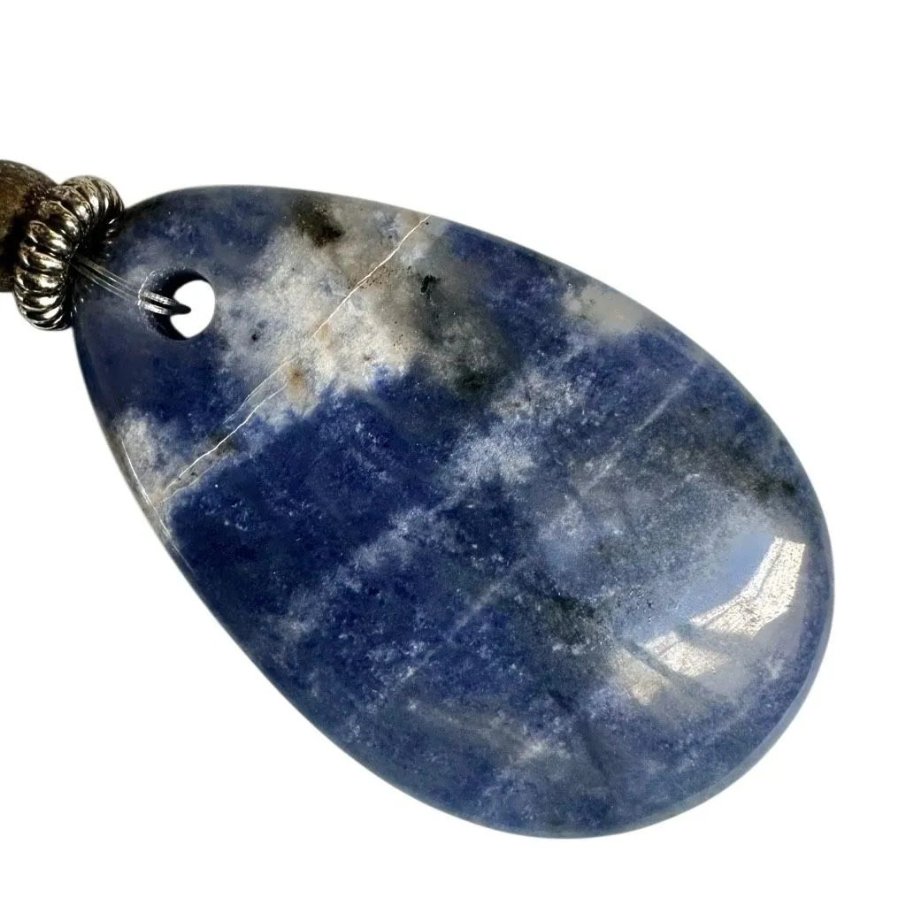 Artisan Blue Sodalite Pendant Necklace on Suede Cord - Image 6