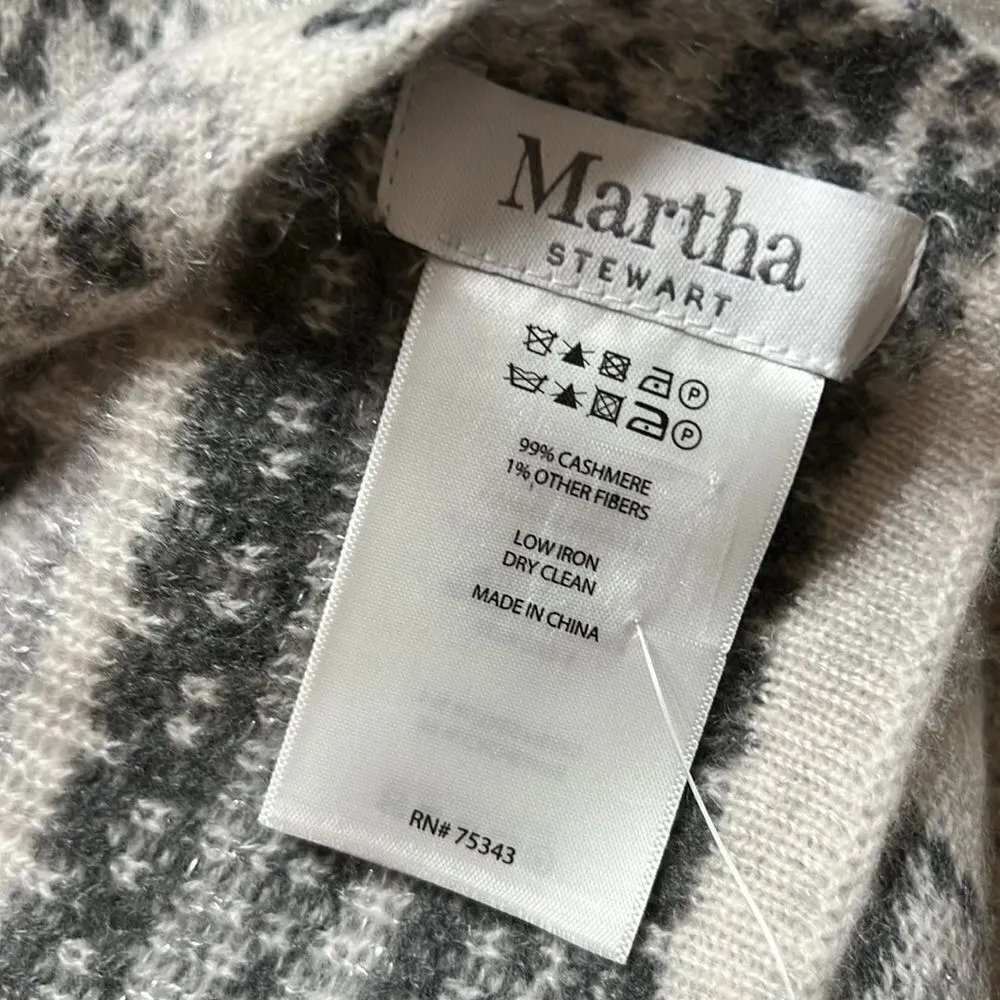 Brand New MARTHA STEWART 99% CASHMERE Nordic Scarf Grey Gray - Image 5
