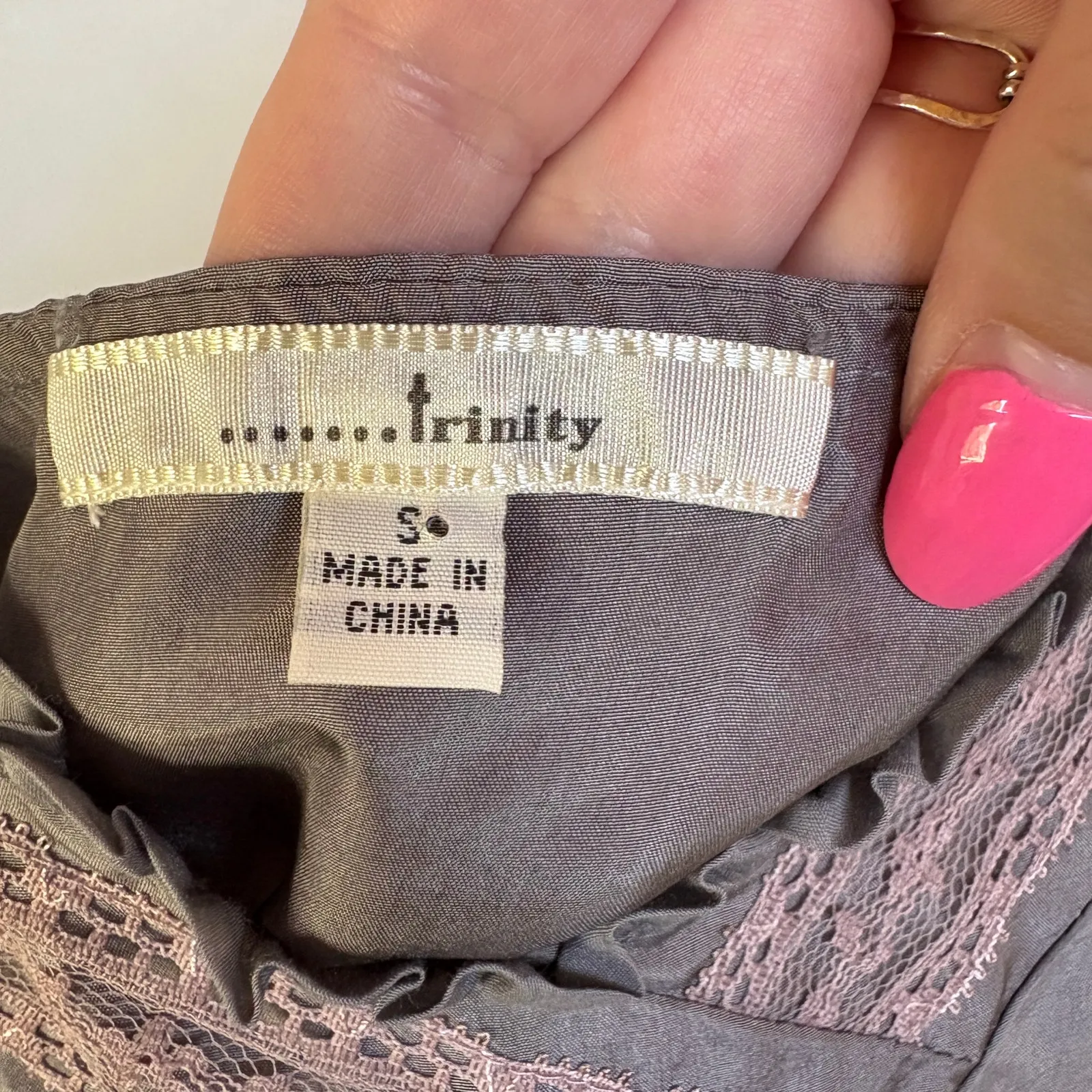 Y2K Silky Lace Tank Top Cami Ruffle Gray Pink Feminine Babydoll Lolita Small - Image 7