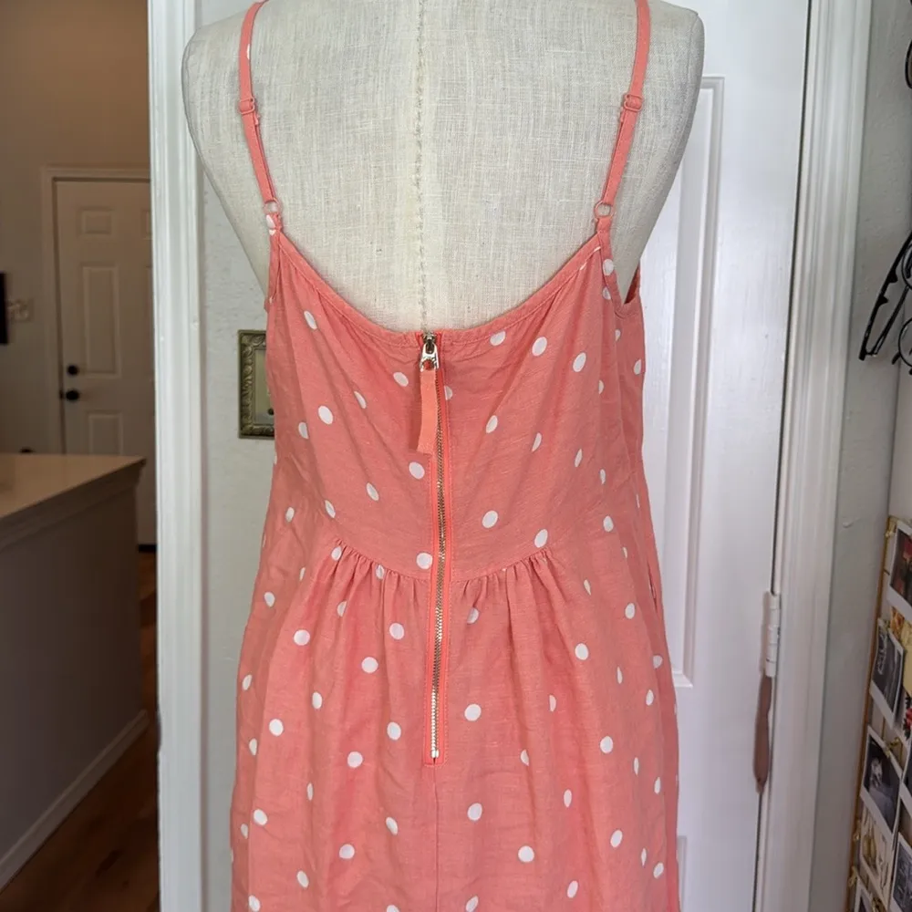 Joules linen and viscose polka dot midi dress Pink Size 10 - Image 11