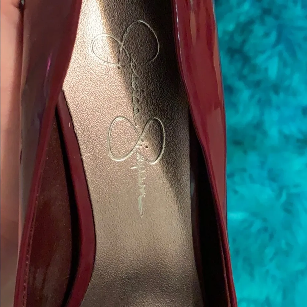 Jessica Simpson NWOB dark red peep toe heels - Image 6