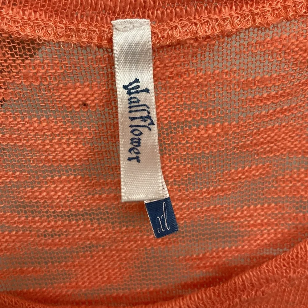 Orange Knit Lace Trim Wallflower Top - Image 5