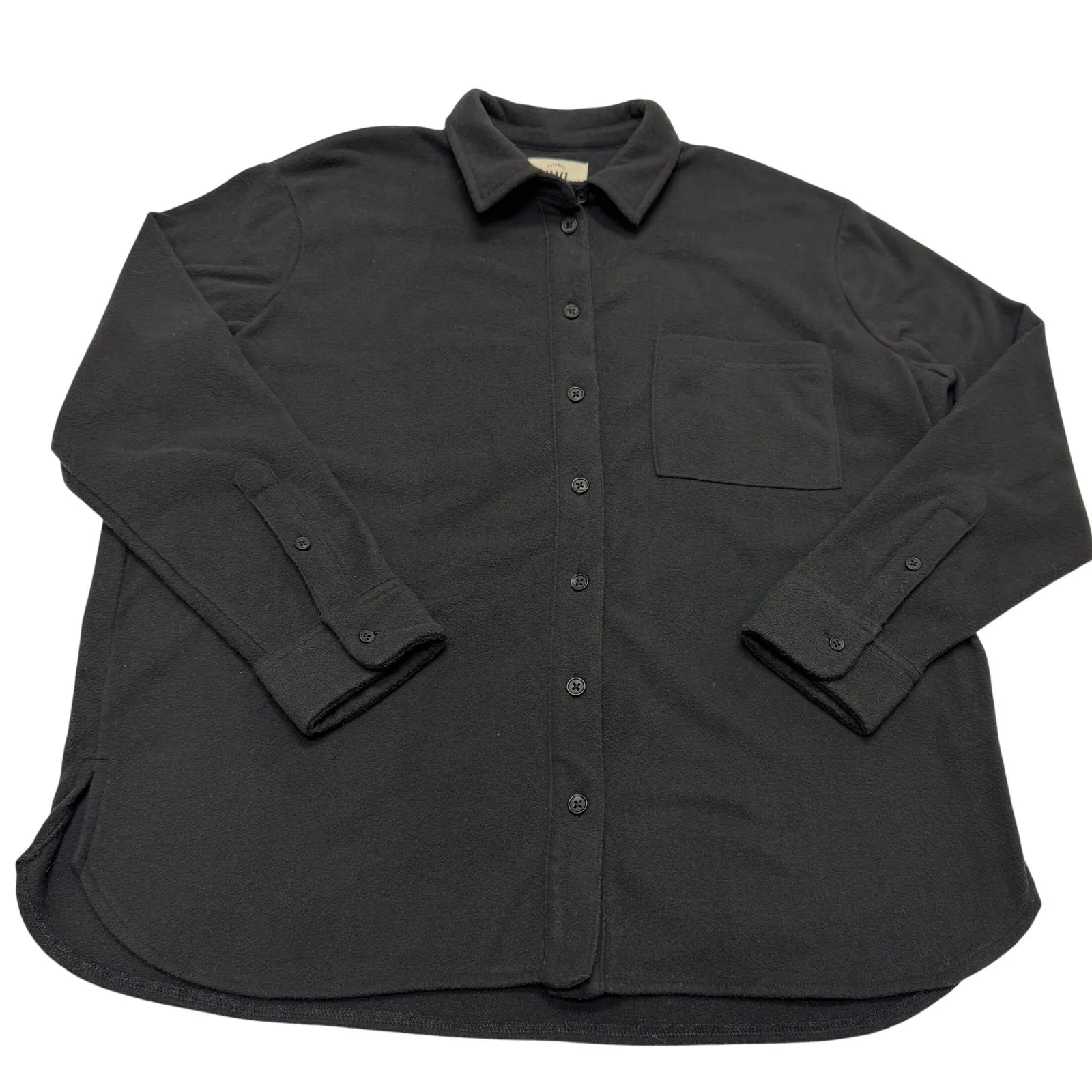 Madewell Womens Shacket Medium Black Fleece Button Up Fleecelayer Shirt Jacket - Image 2