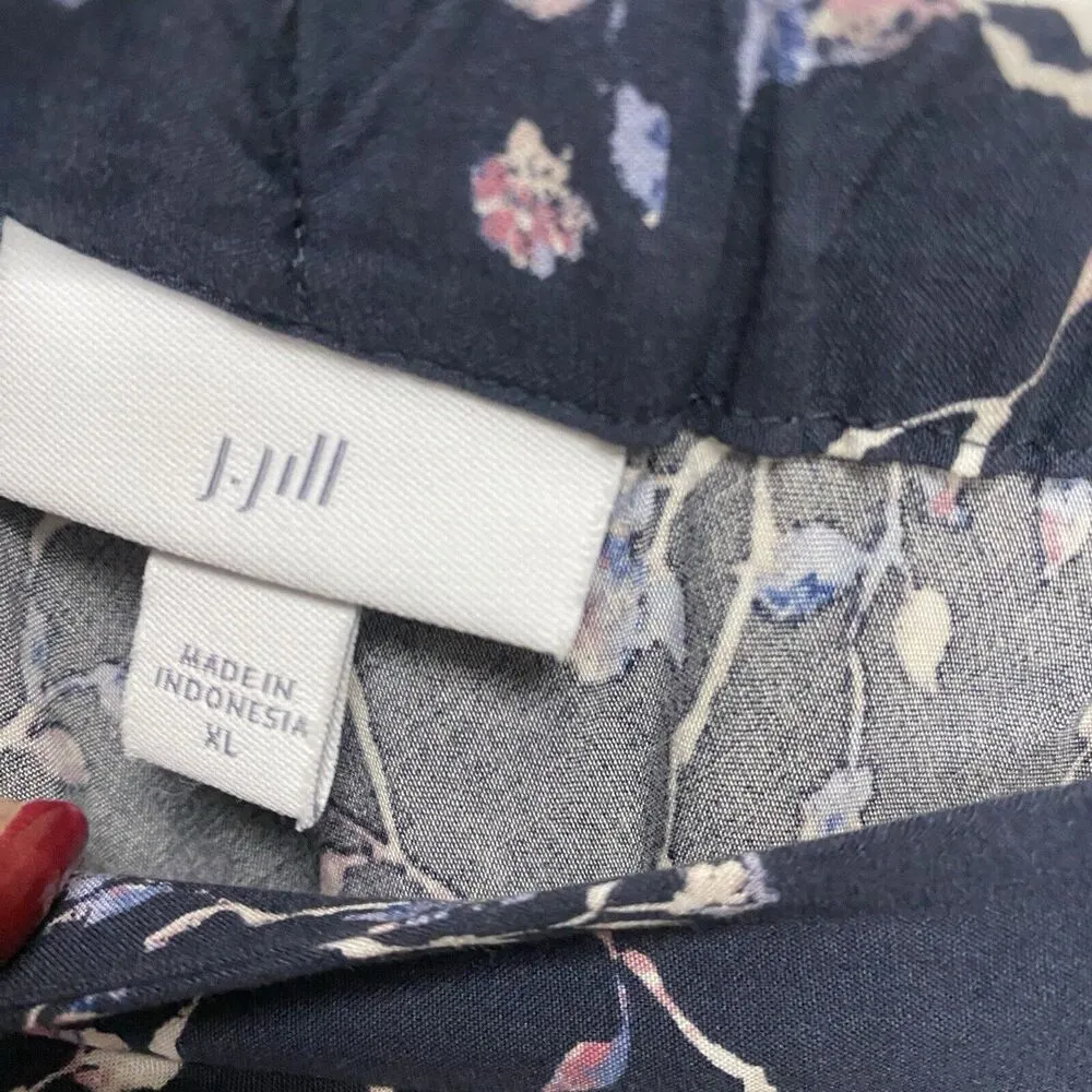 J.Jill Women's XL Floral Flare Skirt Elastic Waist Side Zip Theater Church Work - Image 3