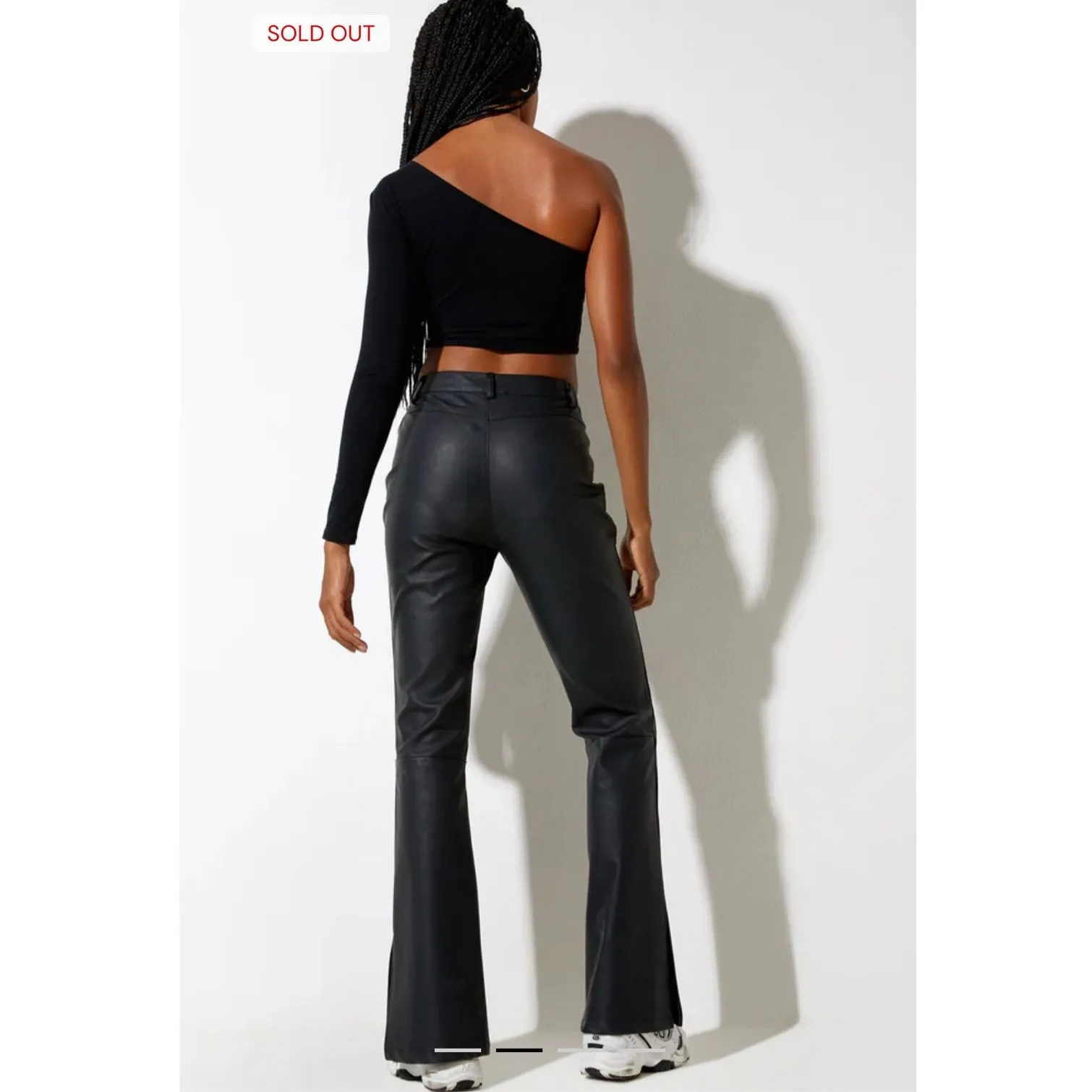 Motel Zolen Flare Trouser In Pu Matte Black - Image 2