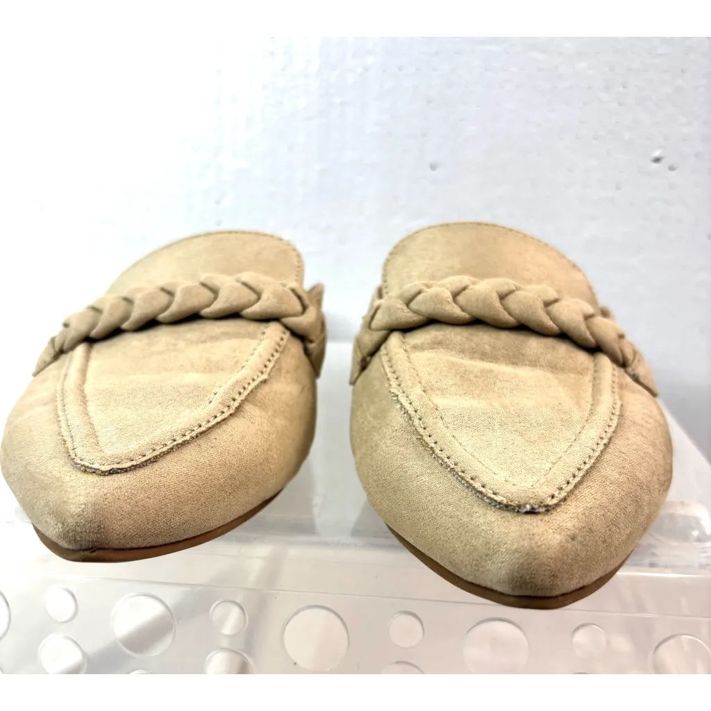 Madden Girl LENOXX 7.5 Faux Suede Braided Beige Mules Shoes - Image 2