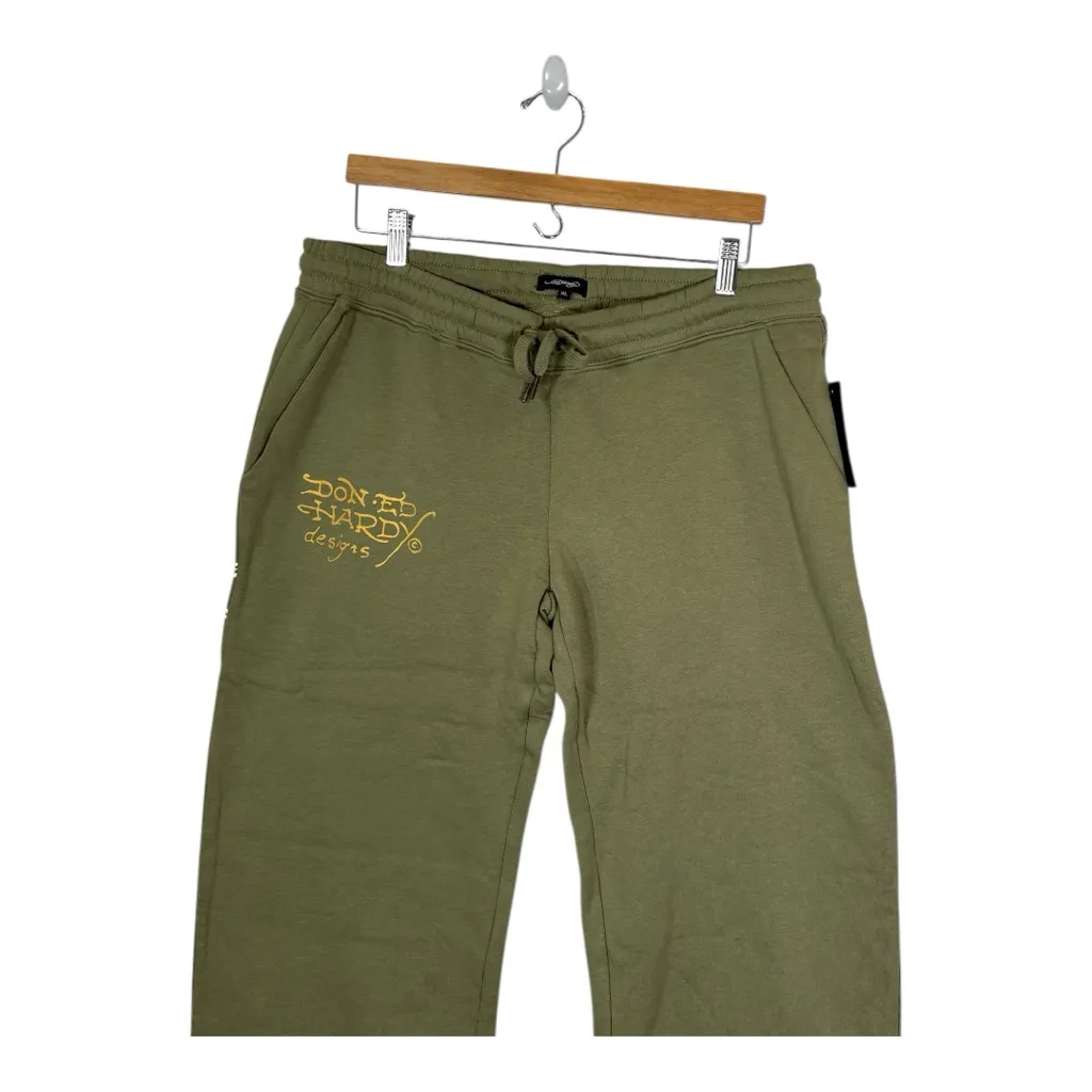 NEW ED HARDY Broken Hearts Wide Leg Flared Leg Sweat Pants Size XL - Image 3