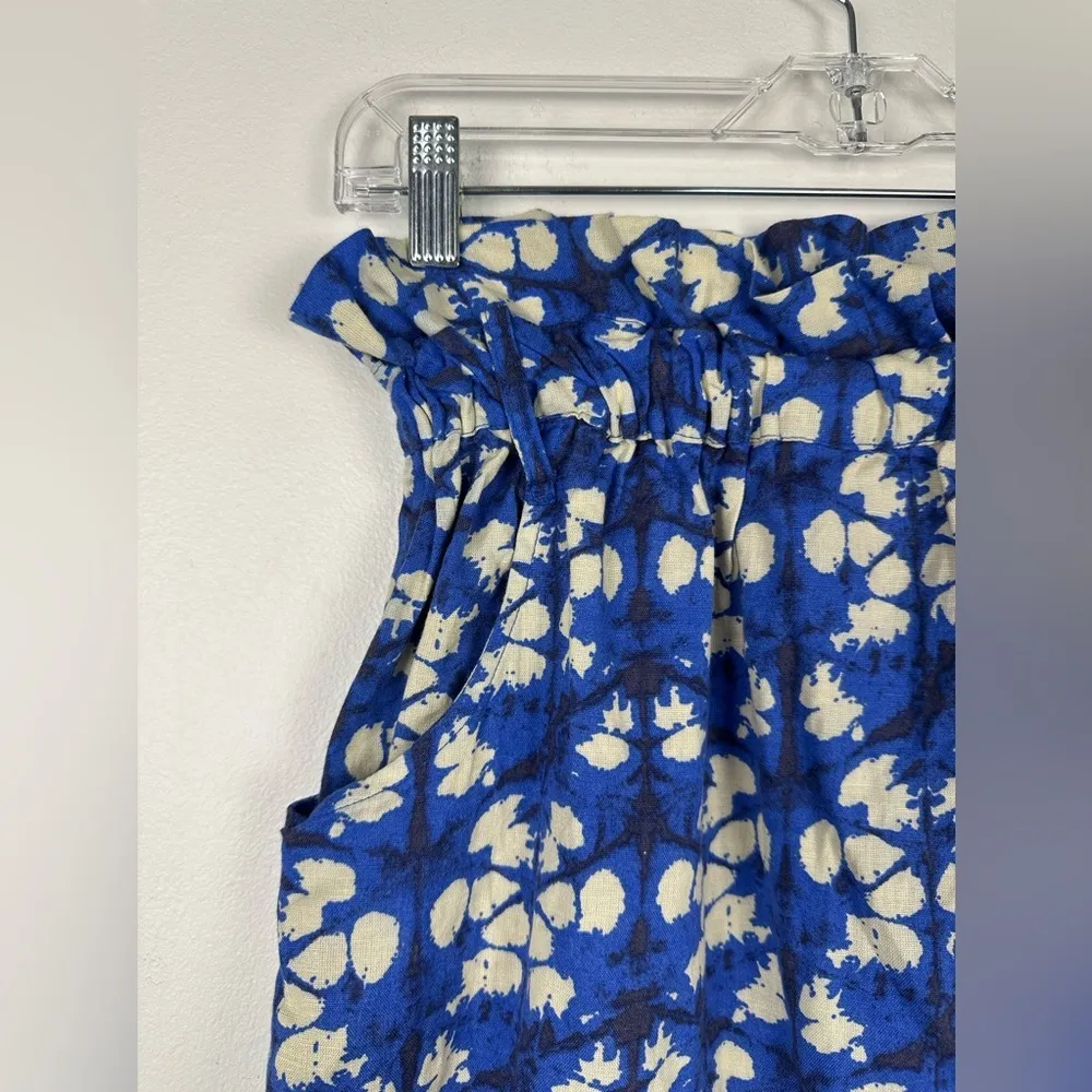 Anthropologie Paper Bag Midi Skirt Porridge Lanai Blue Linen Cotton Women’s XS - Image 3