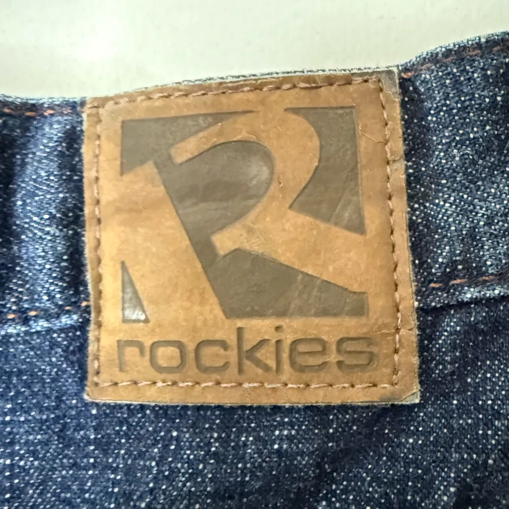 Rockies vintage dark blue denim midi skirt with back slit. XS - Image 5