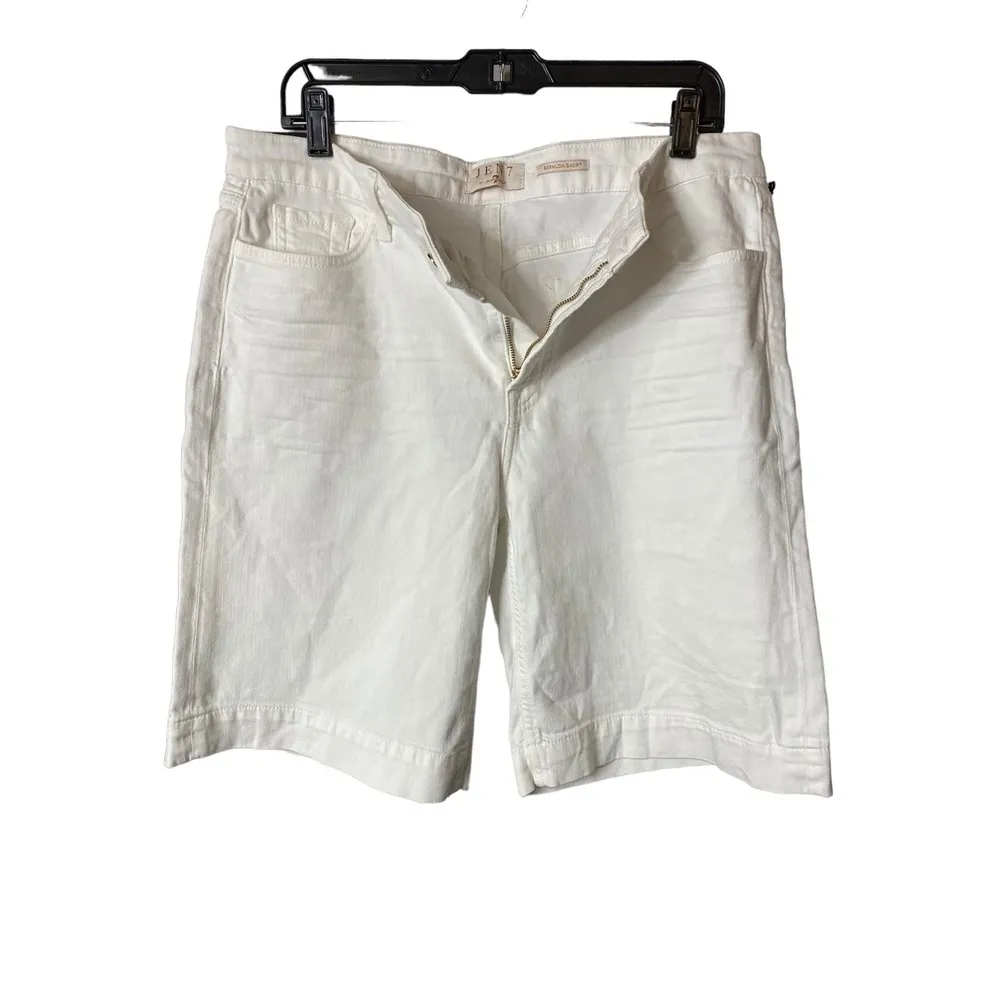 JEN7 By 7 For all Mankind Women's 14 Sculpting Enhancing Shorts White Denim NWT - Image 2