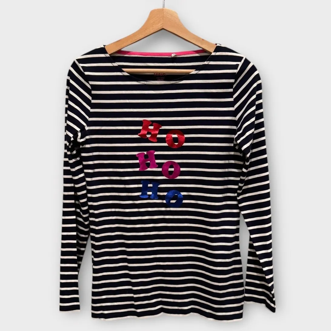 Boden Christmas Brenton Long Sleeve Ho Ho Ho Shirt Size US/6 Blue - Image 3