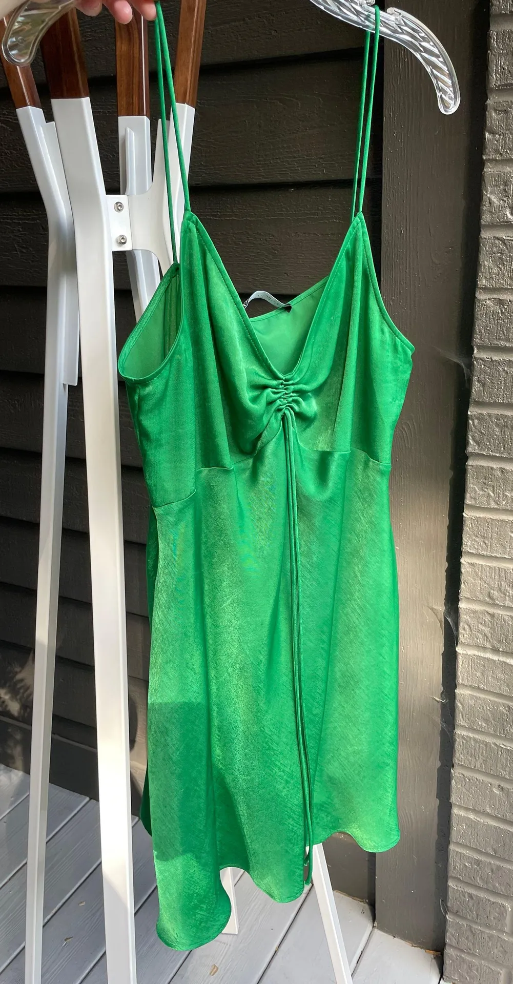 ZARA Green Satin Dress - Image 2