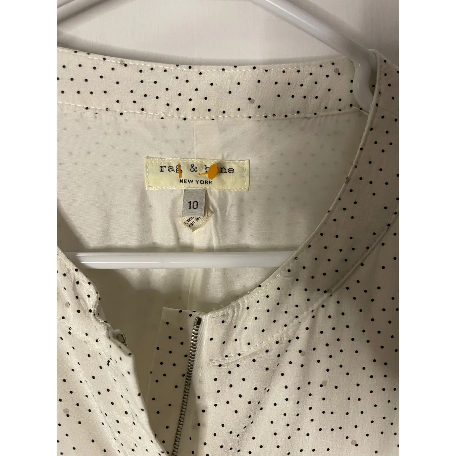 Rag & Bone Polka Dot Silk Blend Sleeveless Midi Dress Size 10 preppy - Image 2