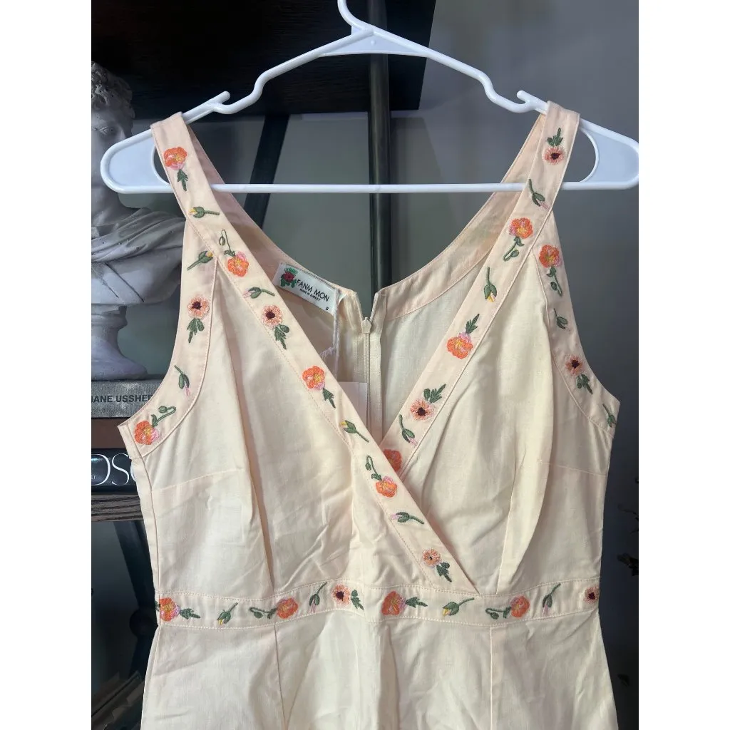 FANM MON Alanca Embroidered Midi Dress Light Yellow Womens Size Small Orange - Image 6