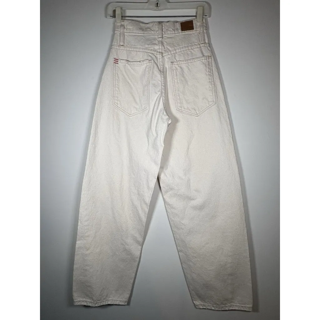BDG High Rise Extreme Baggy Barrel Leg Jeans Cream Winter White Boho Size 24 - Image 7