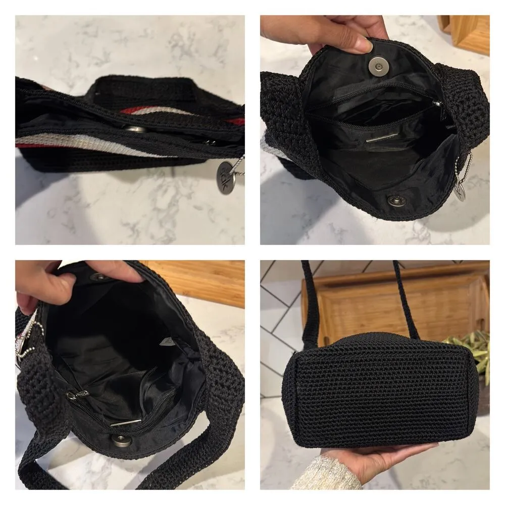 The Sak red black white woven shoulder bag beach summer bohemian earthy artsy - Image 8