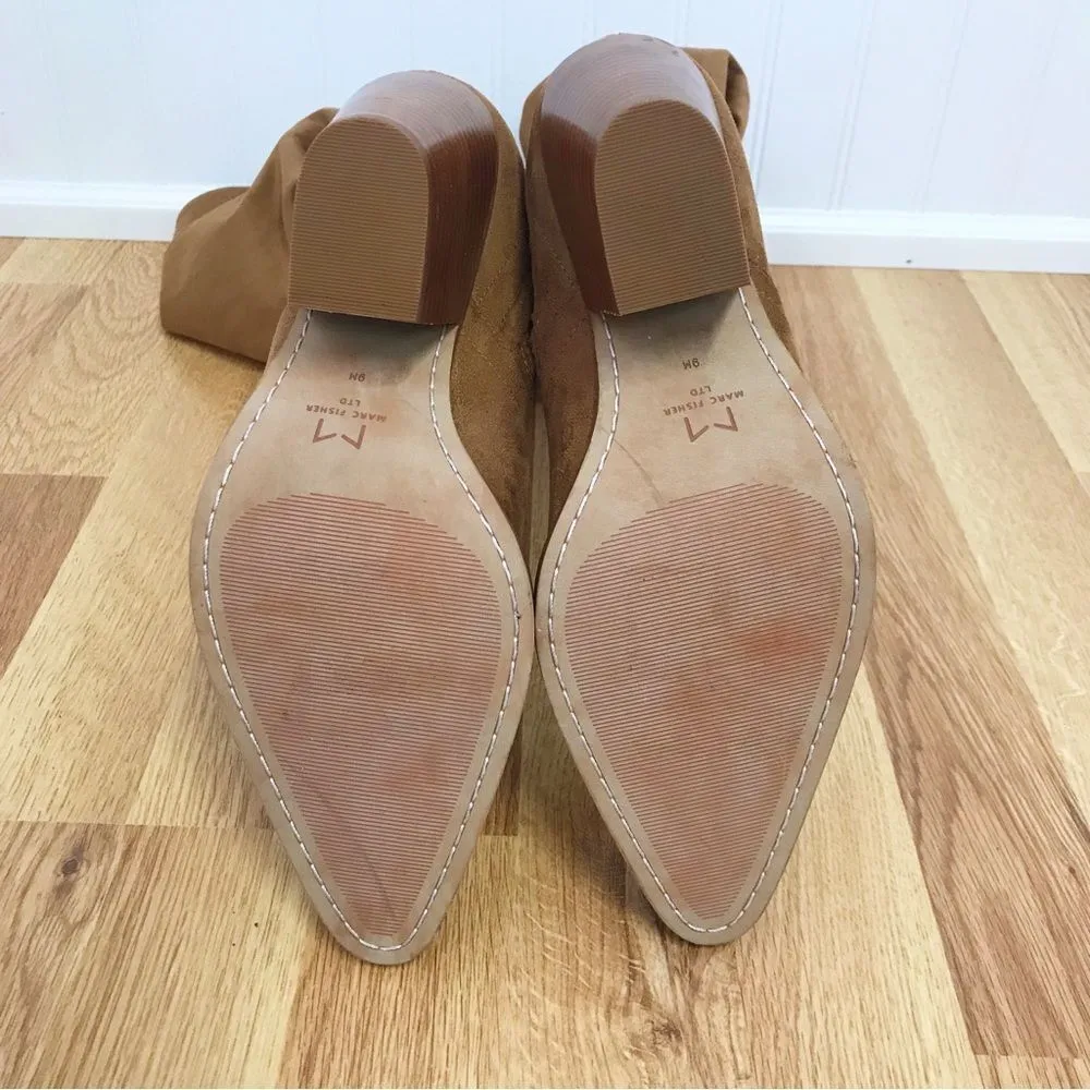 MARC FISHER Brown Suede Over The Knee‎ Boot Chunky Block Heel Western Size 9 New - Image 10