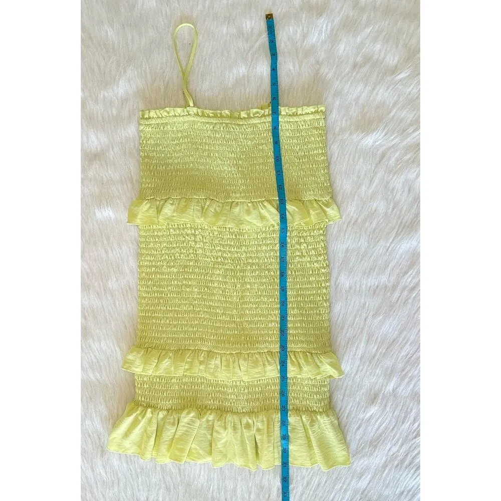Forever 21 Flounce Smocked Mini Dress Green Ruffle Size Medium Party Whimsy - Image 6