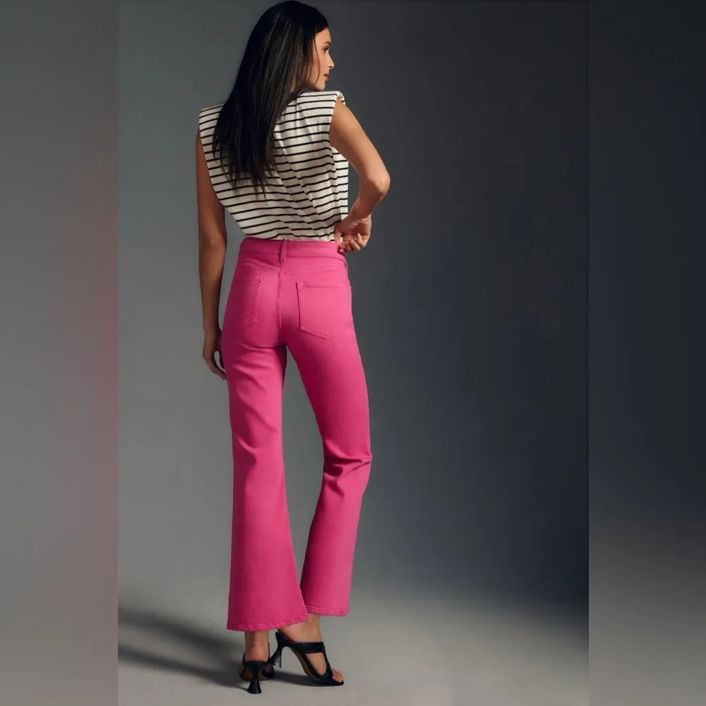 ANTHROPOLOGIE Pilcro The Yaya Mid-Rise Crop Flare Jeans Barbiecore Size 33 NWT - Image 3